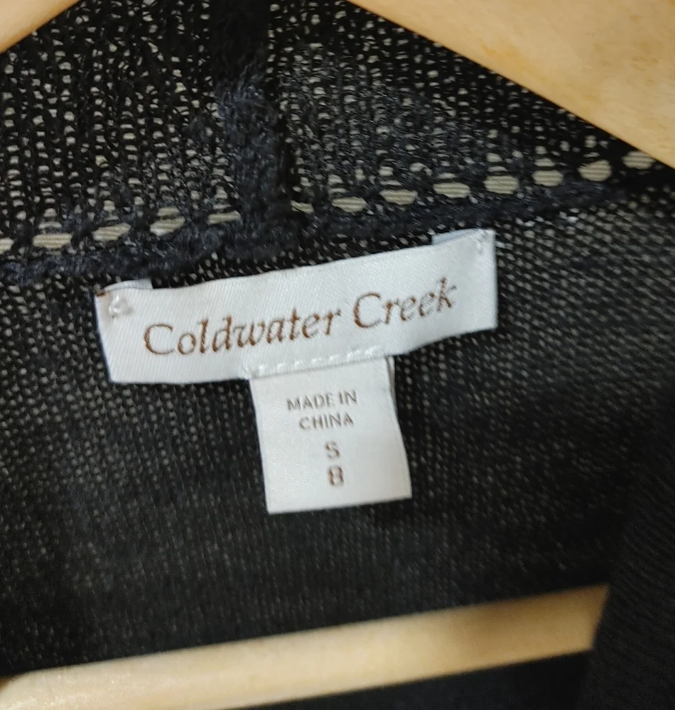 Coldwater Creek Open Front Lightweight Cardigan Longer Linen Blend Black Small S